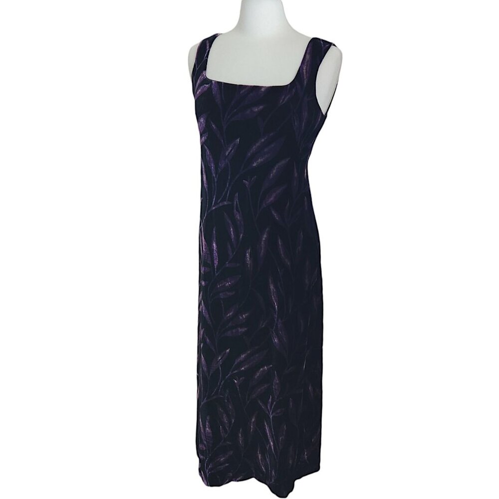 Whimsigoth‎ Velvet Floral Maxi Dress Womens 2 Small Silk Purple Fairy Sleeveless